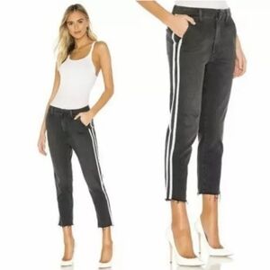 MOTHER Insider Striped Crop Step-Hem Fray Jeans in Guilty Racer